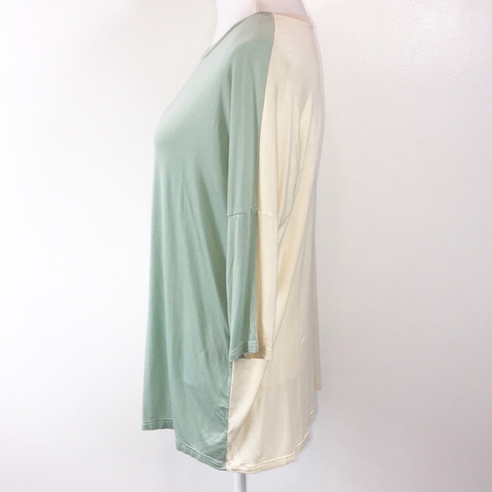Pastels Clothing Green and Cream Tunic Top